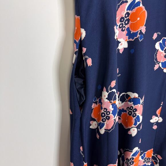 Boden Ruth Navy Floral A Line Midi Dress Size US 12R UK 16R - Picture 8 of 10